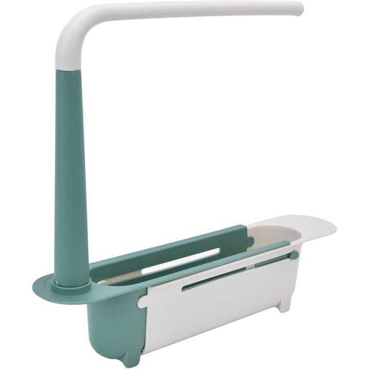 Organizator chiuveta extensibil 32x45cm, suport burete si prosop, plastic, alb