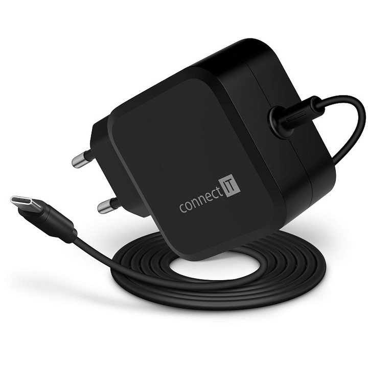Connect IT C-Power Mini univerzális laptop adapter, 67W, fekete, 30x55x90mm