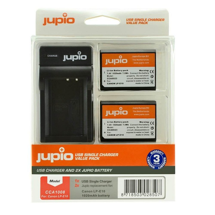 Set incarcator si 2 baterii Jupio LP-E10 1020mAh USB