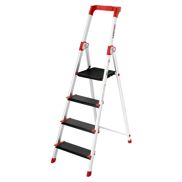 Scara aluminiu VENBOS 3140 4 trepte antiderapanta argintiu 157x45cm