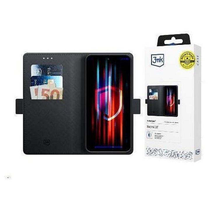 3MK Wallet Case telefontok, ellenálló, pénztárca, fekete, Samsung Galaxy A36 5G-hez