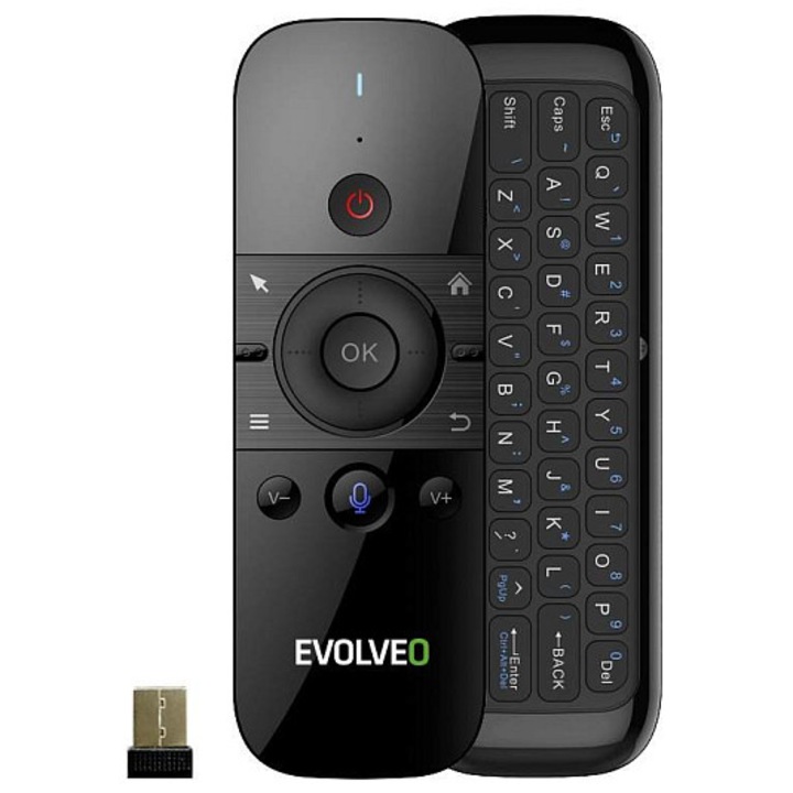 Безжична жироскопична мишка с клавиатура Evolveo FlyMotion D1, микрофон, черна, 2.4GHz