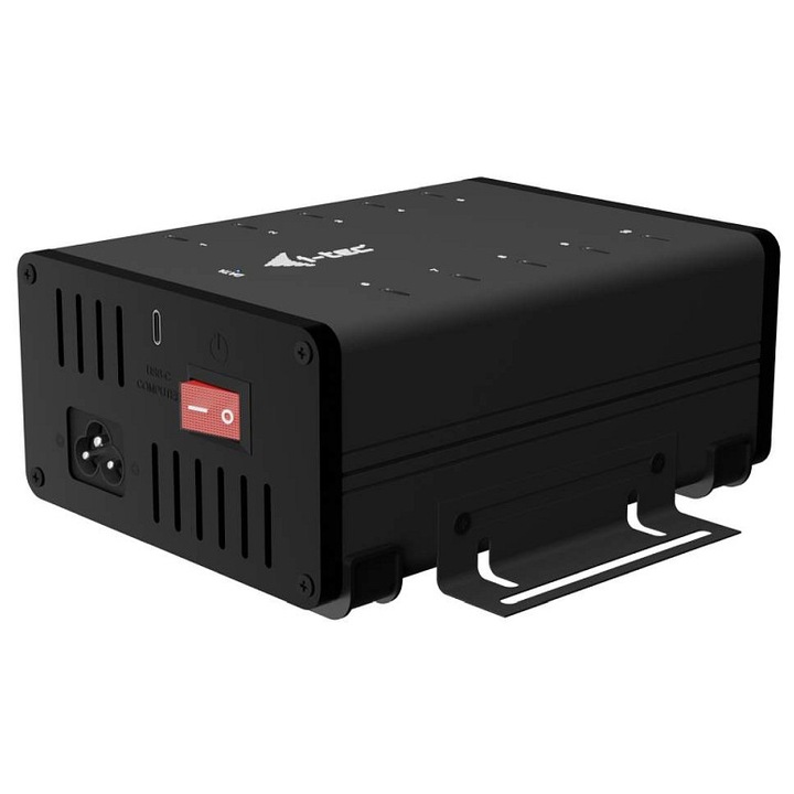 I-Tec USB-C elosztó, 10 portos, 15W, 180W, fém, 154x109x62mm