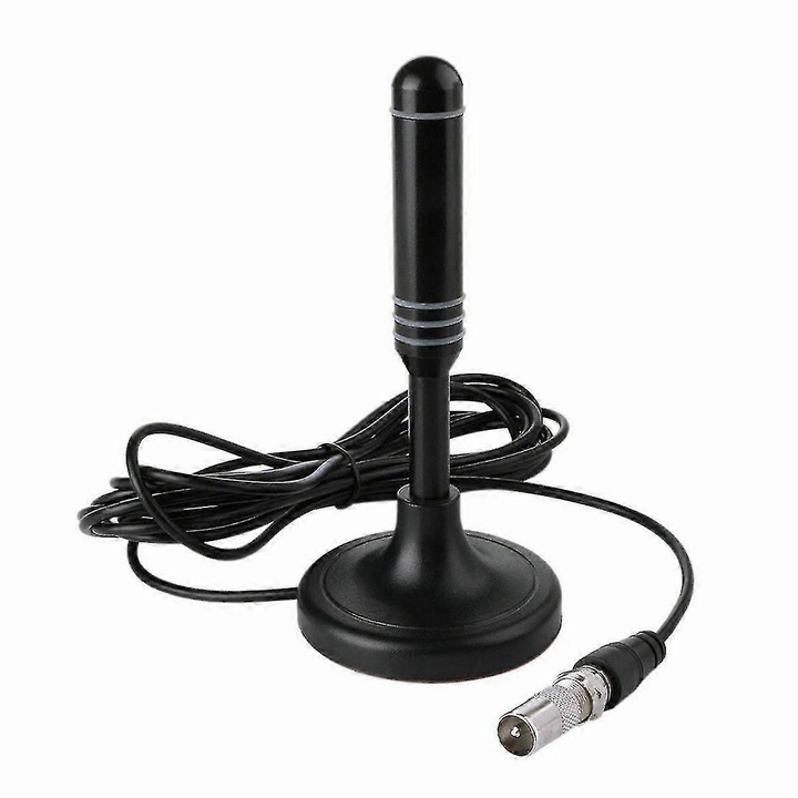 HD digitális TV antenna, fekete, 12x5cm, vízálló, 300cm koaxiális kábel