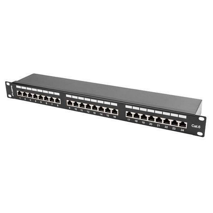 Patch panel LANBERG 24 portos Cat 6 FTP fekete 19x4.45x1.44cm