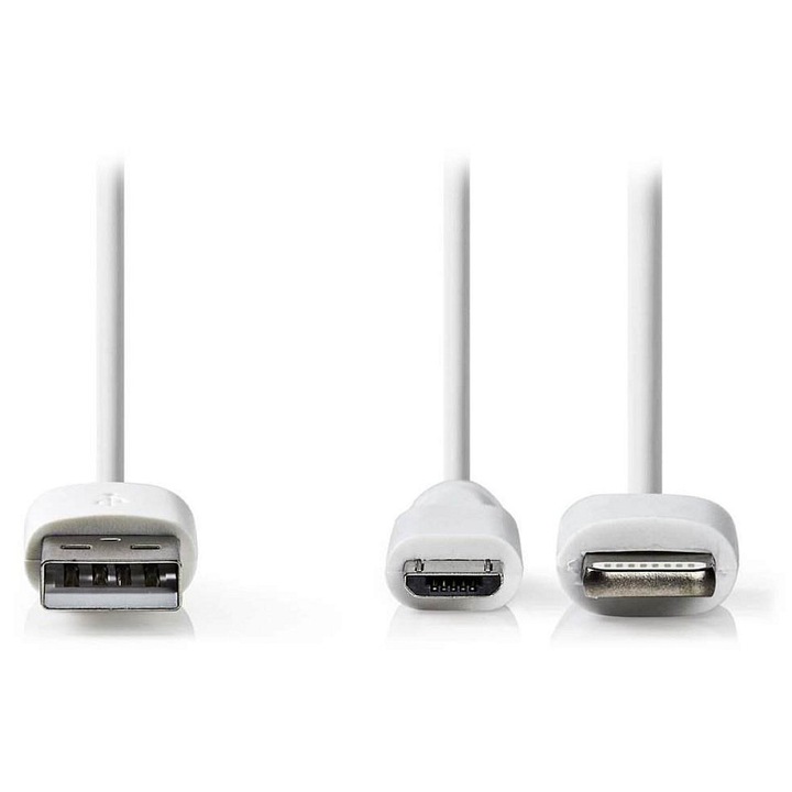 Nedis 2in1 micro USB Lightning töltő- és szinkronizáló kábel, fehér, 1m