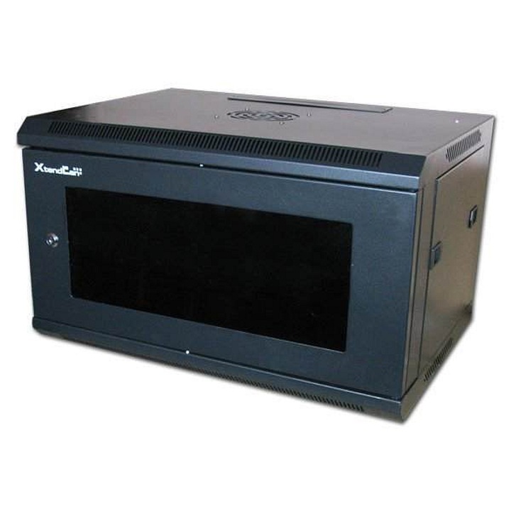 Dulap metalic XtendLan 6U 600x450x368mm negru cu usa sticla securizata