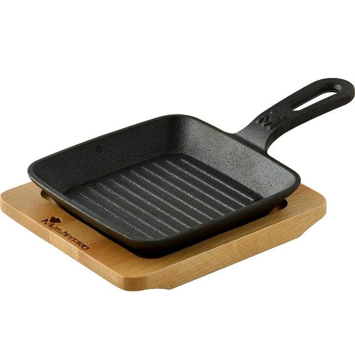 Masterpro Cook & Share grill serpenyő, öntöttvas, fekete, 13,7x22,2x2,2 cm