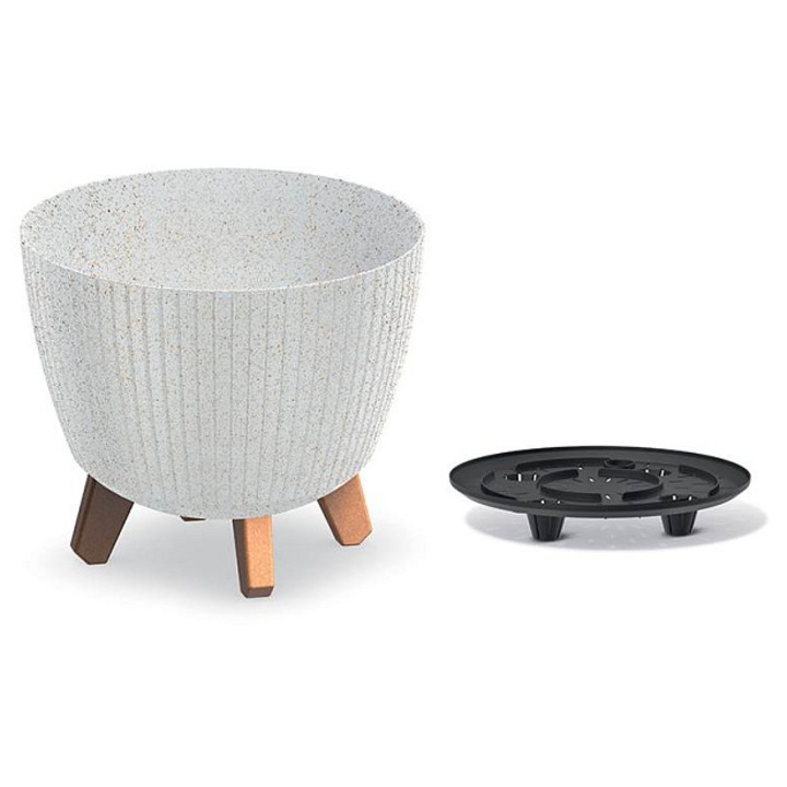 Prosperplast Lamia Eco Wood virágcserép, fehér, 28.8x23.7cm, 9L, 5 db-os szett
