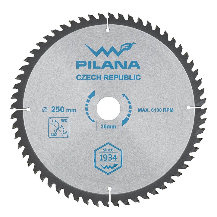Pilana SK 5255 fűrészlap, 250x2,4x30mm, 60 fog, keményfém