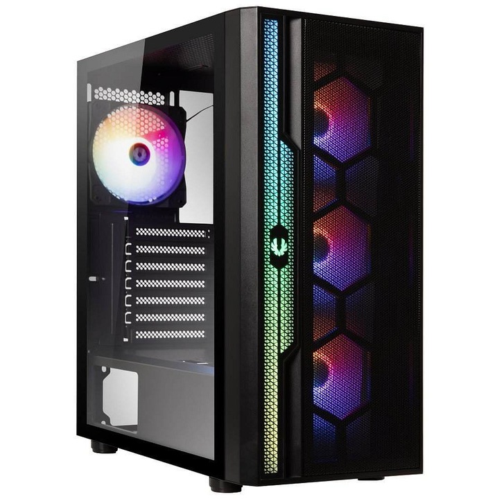 BitFenix Apollo PC ház, Middle Tower, ARGB, fekete, 440x410x210mm