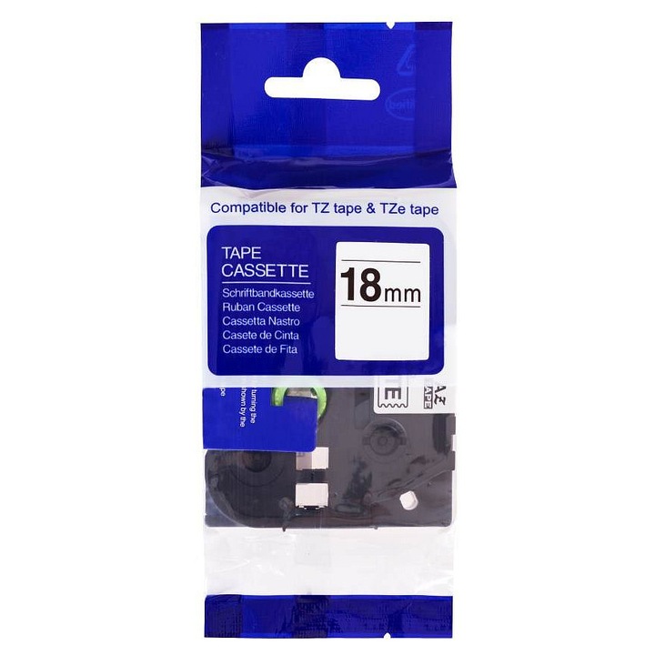 PrintLine TZE-241 címkeszalag, 18mm, fekete fehér alapon, 8m