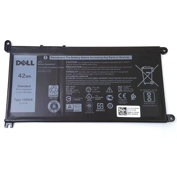 Dell laptop akkumulátor 42Wh 3 cellás, fekete, 0.2kg