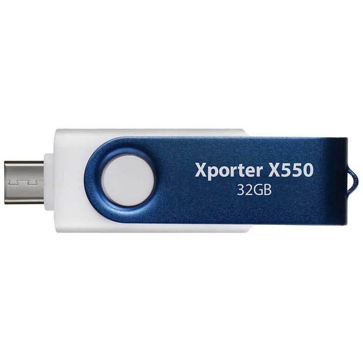 USB Patriot Xporter X550 pendrive, 32GB, fehér-kék, 68.4x19.1x10.4mm