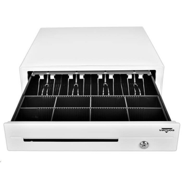 Sertar bani Virtuos C420D metalic alb 420x100x440mm 9-24V cu cablu