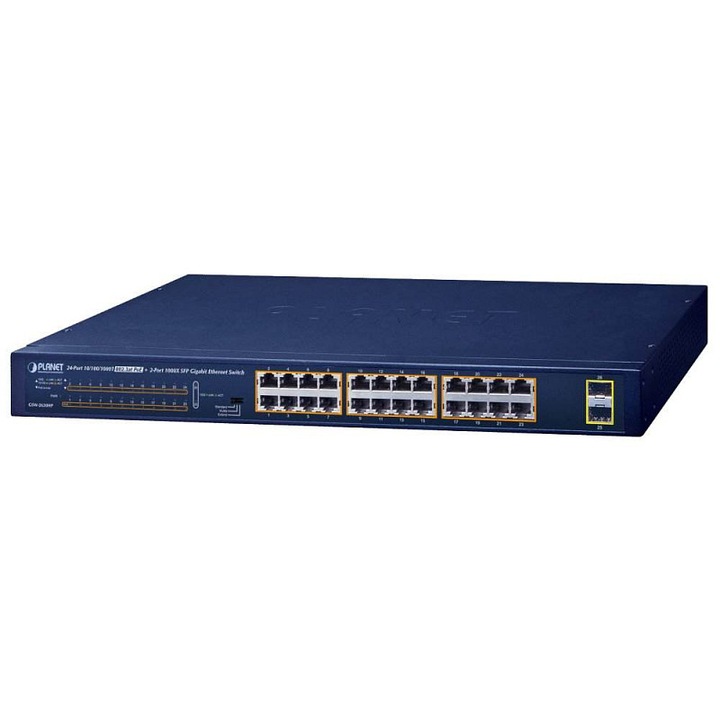PLANET GSW-2620HP PoE+ switch 24x1Gb 2xSFP kék 440x208x44mm