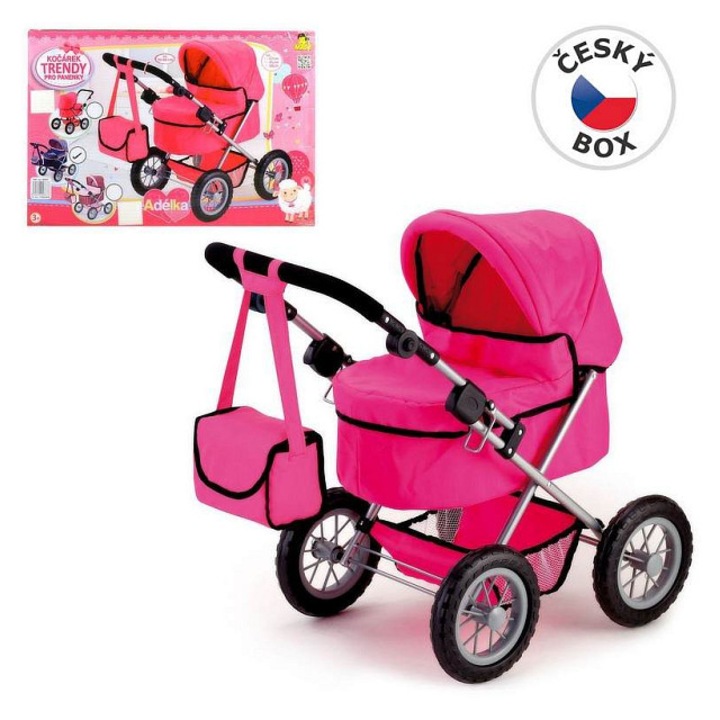 Carucior papusi MaDe Adelka roz reglabil 67x68x41cm