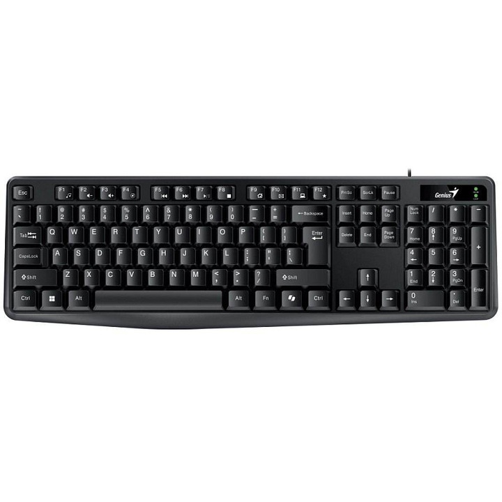 Genius KB-117 billentyűzet, 1.5m kábel, fekete, 44x13.7x2.7cm, Copilot funkcióval, USB, CZ+SK kiosztás