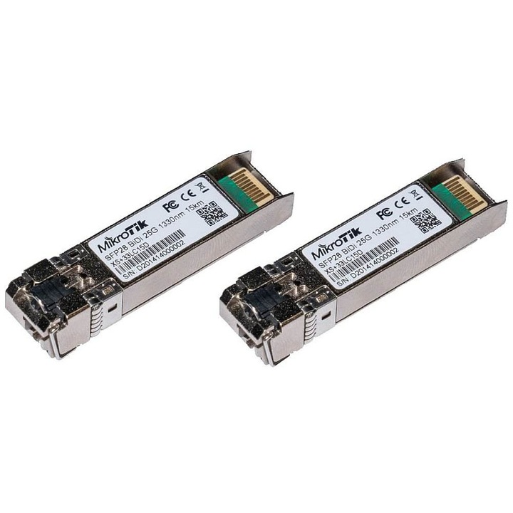 Оптичен модул Mikrotik XS+2733LC15D, 1.25/10/25 Gbps, едномодов, 1270/1330 nm, 15 км, LC duplex