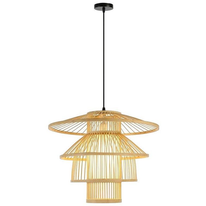 IMMAX BOHO PINCHOS függőlámpa, bambusz, barna-fekete, 50x50x40cm, E27