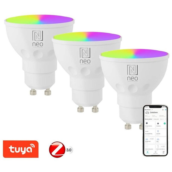 IMMAX NEO SMART GU10 4,8W RGB+CCT fehér 55x50x50mm LED izzó készlet, 3 db