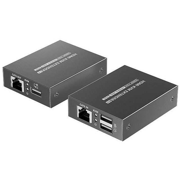 HDMI USB XtendLan hosszabbító 40m 4K fekete 7.5x6x2cm
