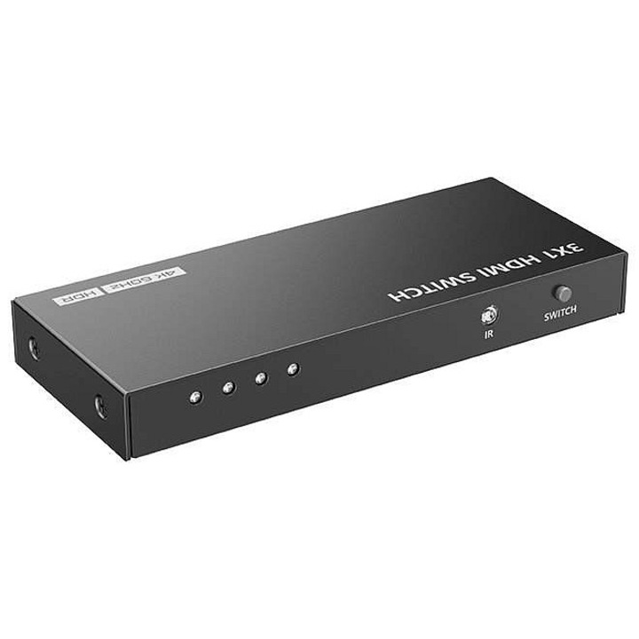 XtendLan HDMI kapcsoló 3xHDMI 1xHDMI 4K60Hz fekete 130x54x16.5mm