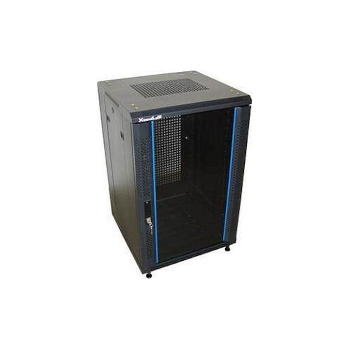 Dulap rack XtendLan 18U negru 600x800x988mm usi sticla perforat