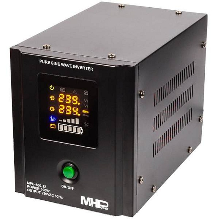 MHPower MPU-500-12 tartalék áramforrás, 500W, tiszta szinusz, fekete, 230x180x145mm