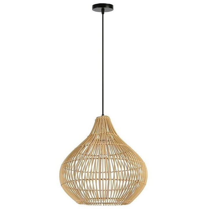IMMAX BOHO PELO függőlámpa, természetes rattan, barna-fekete, 40x40x40cm, E27