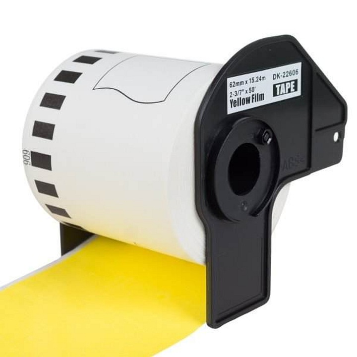 Kompatibilis PrintLine címkék Brother DK-22606, sárga, 62x15,24m