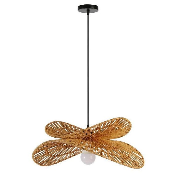 Висяща лампа IMMAX BOHO MARIPOSA, 50x50x23см, кафяво-черна, естествена юта, E27