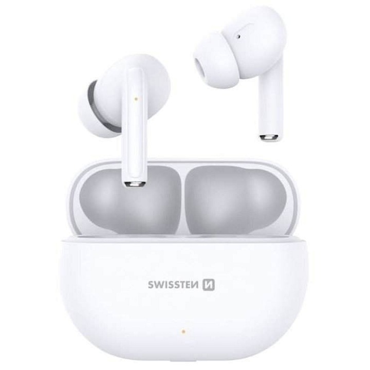 Swissten proTUNE vezeték nélküli fülhallgató, fehér, 3.2g, 3 óra, Bluetooth 5.0