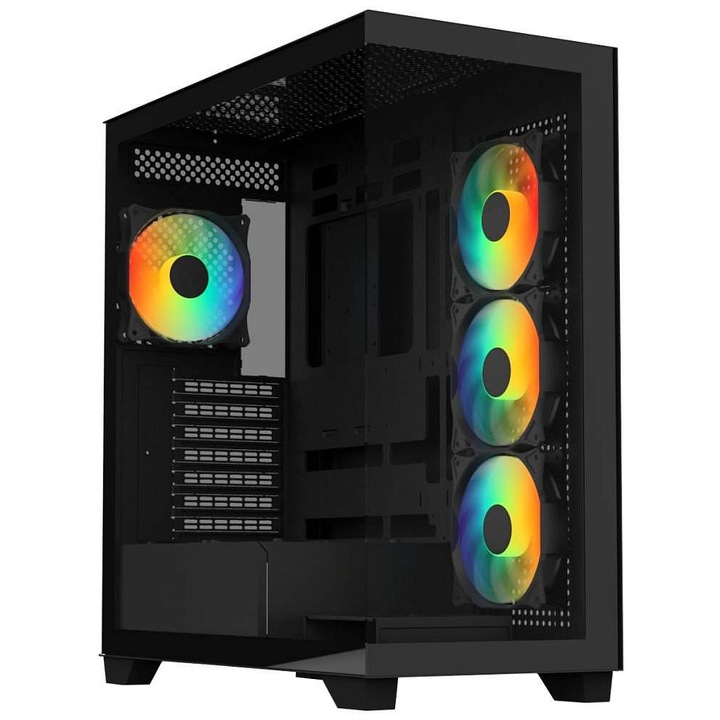 BitFenix CETO PC ház, Middle Tower, RGB, fekete, 488x456x220mm