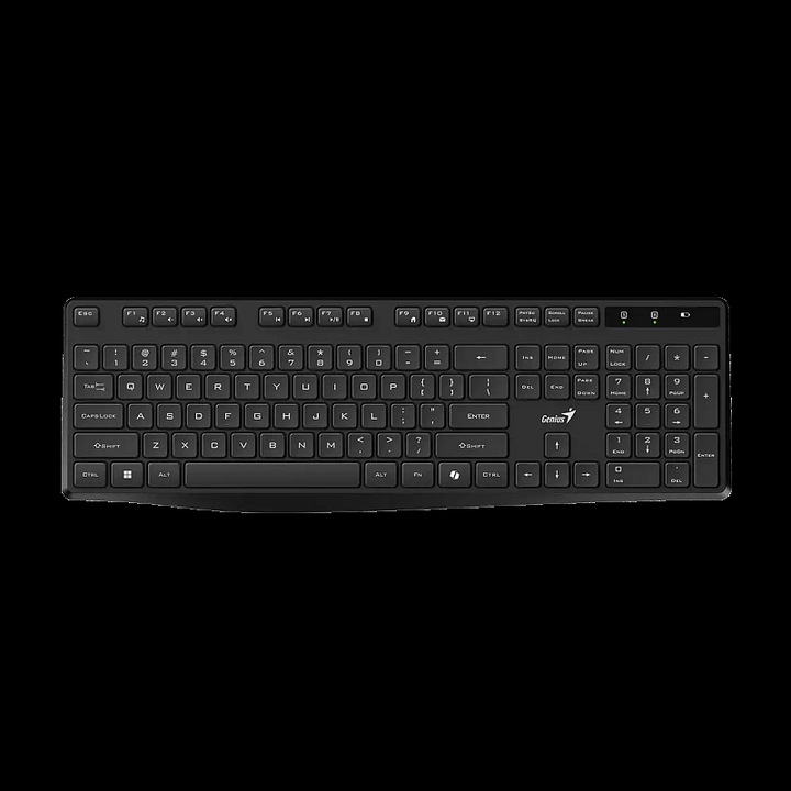 Genius KB-7200 vezeték nélküli billentyűzet, vékony, fekete, 2.4GHz, 11 gomb, 28x12cm