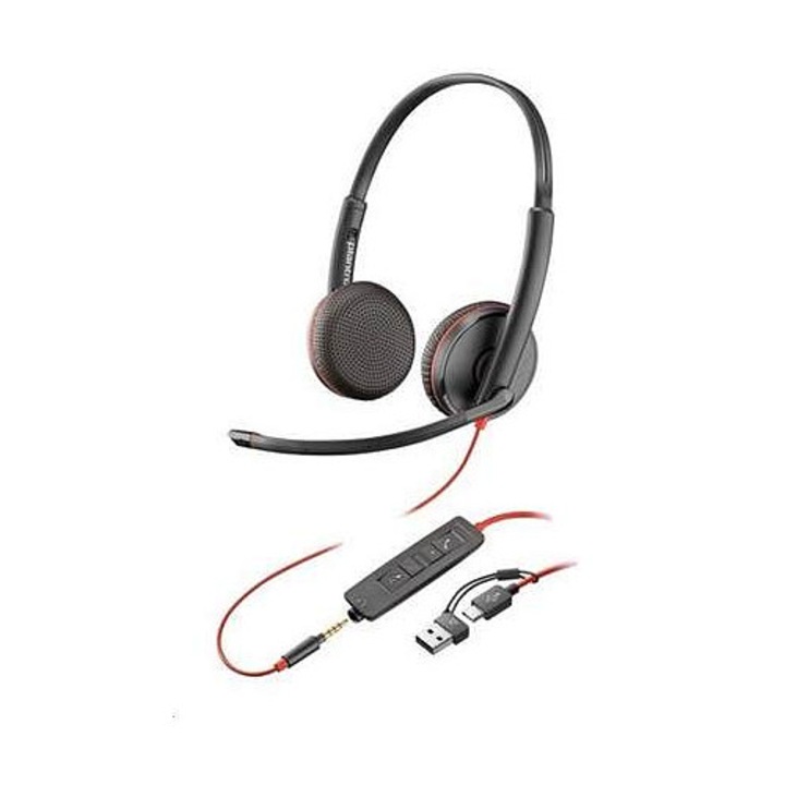 HP BW 3225 USB-C fejhallgató, mikrofon, fekete, 28mm, 227cm kábel