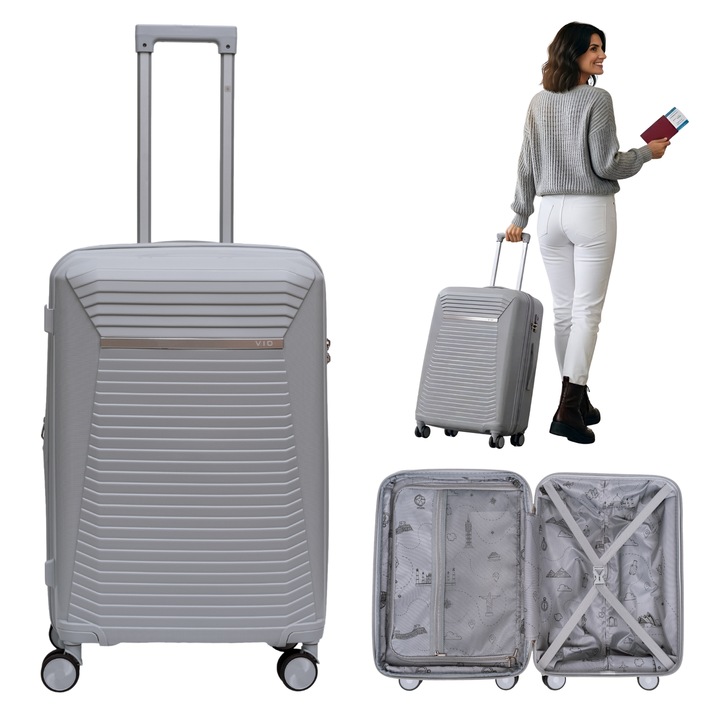 Wowbag 2502 utazóbőrönd 67L Világosszürke