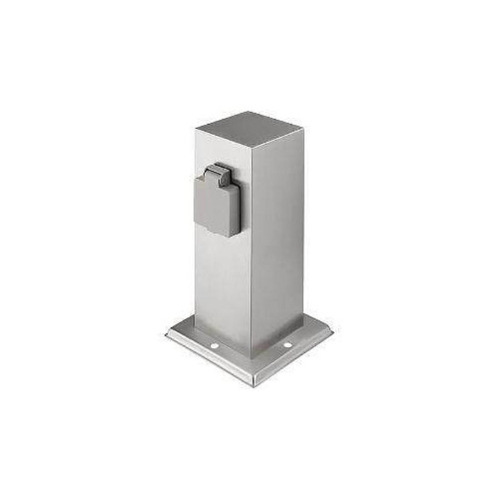 Solight rozsdamentes acél elektromos oszlop 8x8x23cm ezüst 2 aljzat IP44