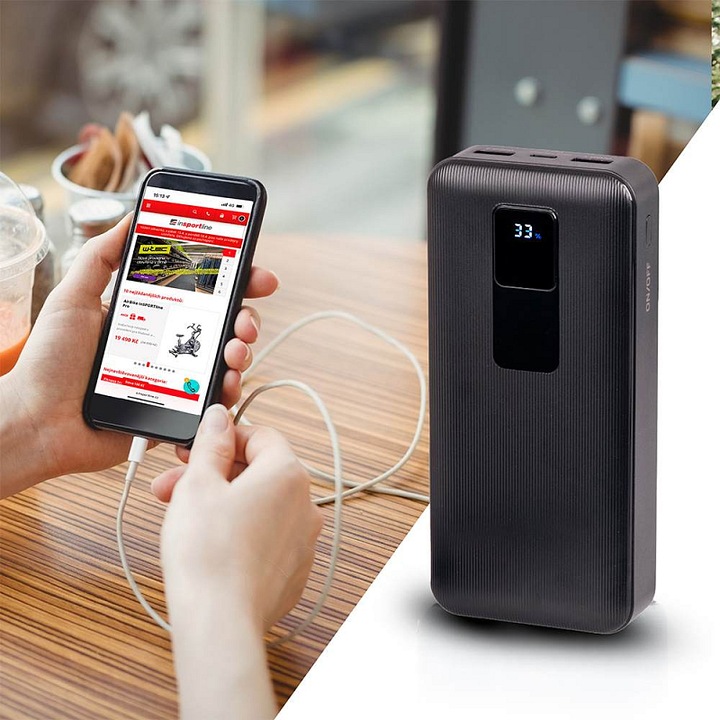 InSPORTline PowerTwenty 20000mAh Powerbank fekete 147,5x69x28,8mm