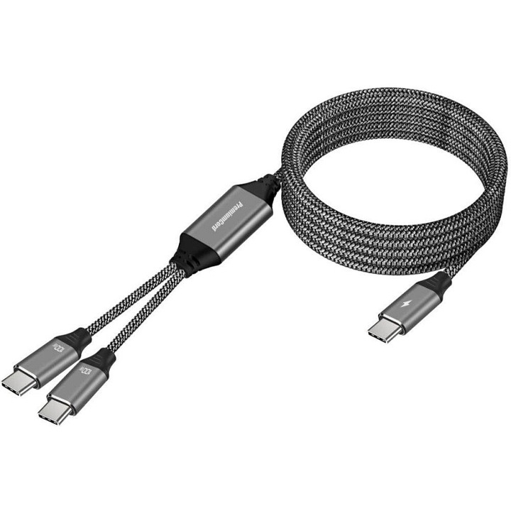 Premiumcord USB-C kábel 100W 1m szürke-fehér