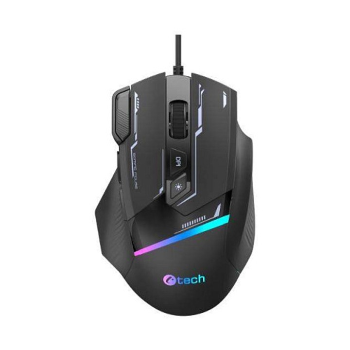 C-Tech Zyra GM-16 gamer egér, RGB, fekete, 130x85x42mm