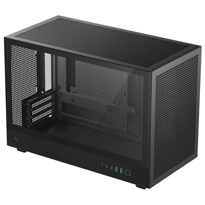 Deepcool CH260 PC ház, Micro-ATX, fekete, 438x312.5x225mm, edzett üveg, 6 ventilátor