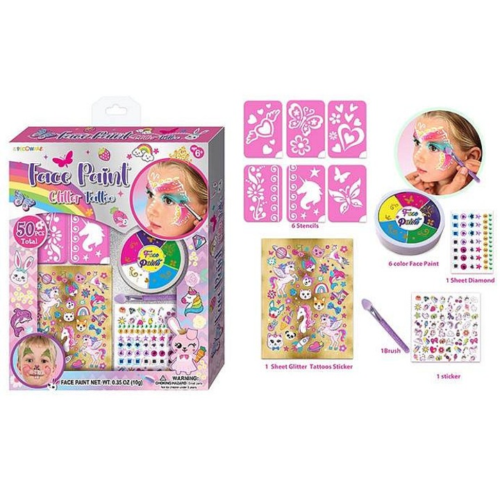 Set pictura pe fata Sparkys, culori si sabloane, 24.5x19.7x3.6cm, pentru fete 6+