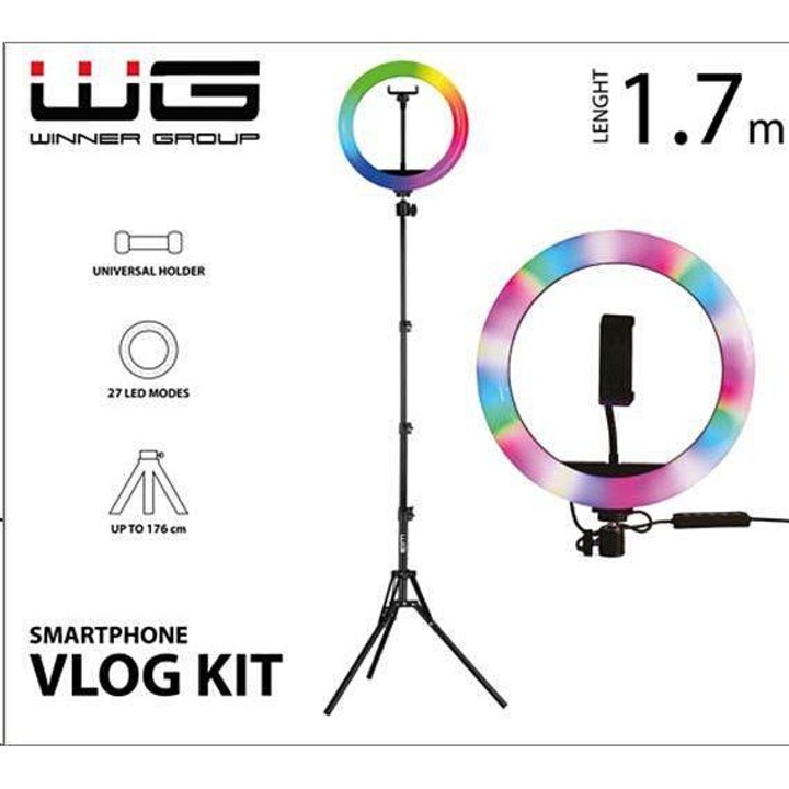 Kit Vlog Nyertes Csoport, RGB, 1,7m állvány, telefon/tablet tartó