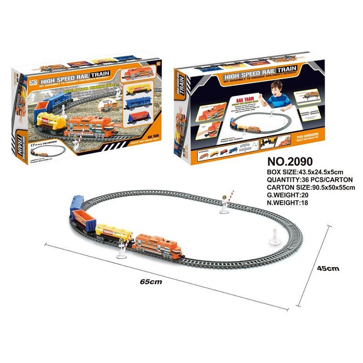 Alltoys elektromos vonat szett, 17 darabos, 45x65cm, többszínű