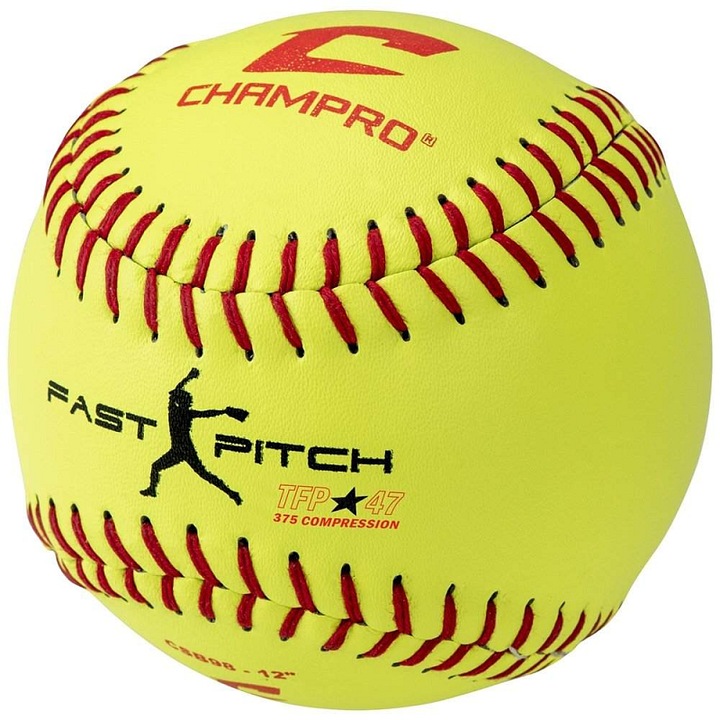 Champro softball labda, 12 hüvelykes, sárga, kemény bőr, 375