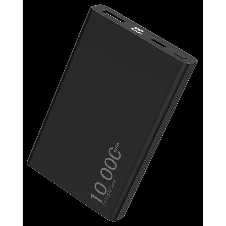 Powerbank Winner Group 10000mAh 2xUSB fekete 10x6.4x1.7cm