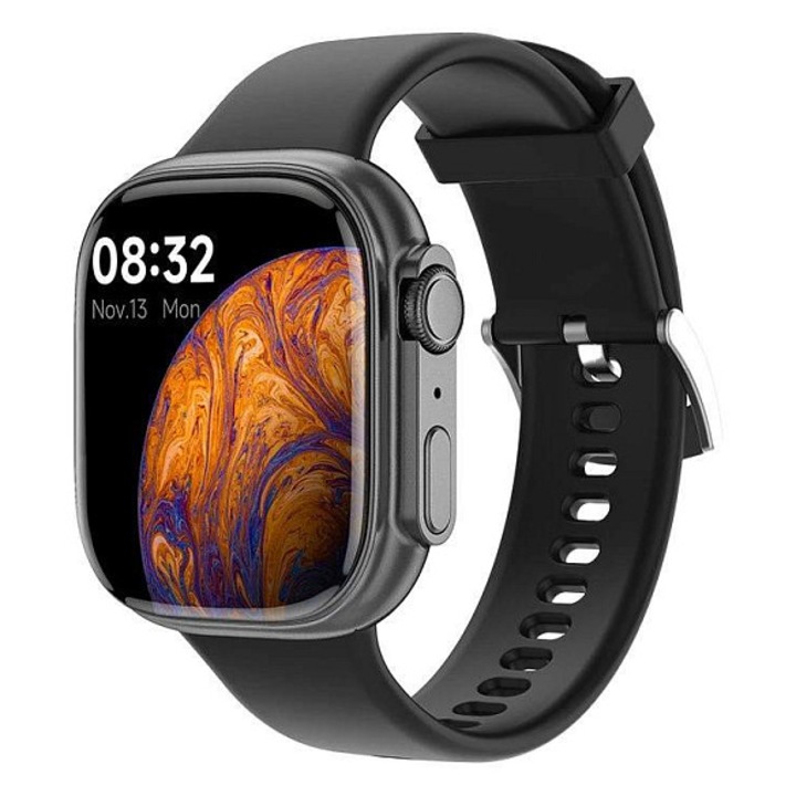 Carneo Zephyr Ultra mini HR+ okosóra, fekete, 39x41mm, szilikon szíj, AMOLED 1.75" kijelző