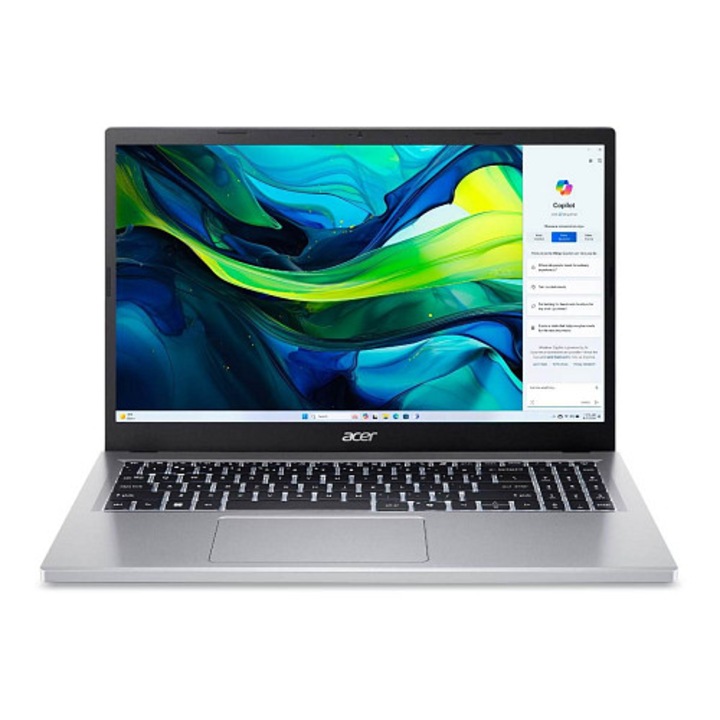 Laptop Acer Aspire Go 15, Intel Core 3, 16GB, 512GB SSD, argintiu, 15.6"
