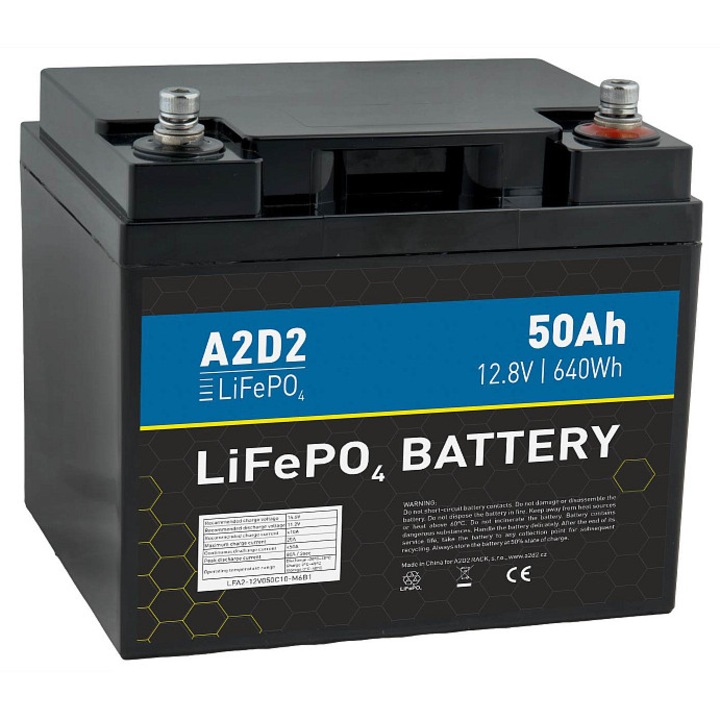 Baterie Avacom LiFePO4 12,8V 50Ah 198x166x170mm, син